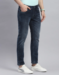 Transpirable STRAIGHT Hombre Jean Logotipo personalizado Alta calidad Hombres Mid Rise Slim Leg Slim Jeans Stretch by <span class=keywords><strong>Sharko</strong></span> - Product Image 3