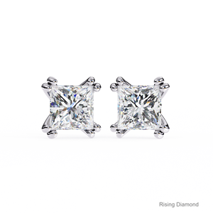 1.0 Ct Princesse Cut Lab Grown Diamond Stud Boucle d'oreille Or blanc Cadeau d'anniversaire pour elle Boutons de manchette uniques en diamant CVD - Product Image 1