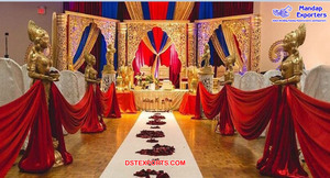 Elegant <b>Wedding</b> Open Style Mandap with White 3D Fiber <b>Frames</b> - Product Image 4