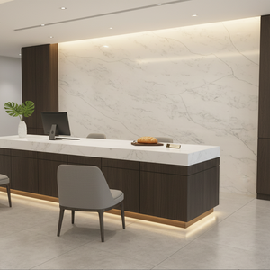 Calacatta แผ่นหินควอตซ์ขัดเงาสีขาวลายเส้นสีเทาสำหรับเคาน์เตอร์ห้องครัวบาร์ต้อนรับด้านบน2025ตามสั่ง - Product Image 5