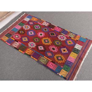 2.4x4.4 ft Small Turkish Vintage Rug, <b>Red</b> Southwestern <b>Wool</b> Rug - Product Image 1