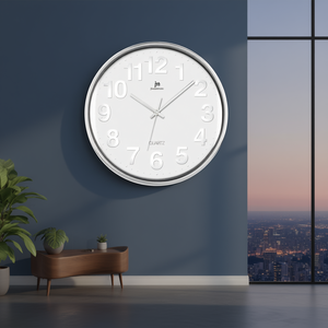 Horloge murale décorative en plastique quartz 35,5 cm, mouvement silencieux blanc, design 3D JUSTAMINUTE 00816B - Product Image 3