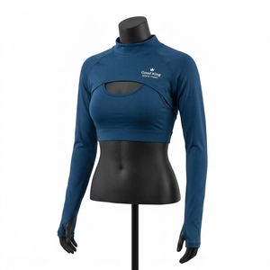 Bolero de Manga Larga con Abertura en el Pecho, Top Corto Elástico para Entrenamiento, Top Corto Deportivo para Mujer, Bolero de Gimnasio - Product Image 3