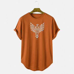 Camiseta de 100% algodón con cuello redondo y ropa de calle personalizada para hombre, camiseta informal con diseño personalizado impreso al por mayor - Product Image 5