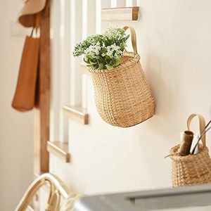 Handmade Rattan <b>Storage</b> <b>Basket</b> Woven Hanging Organizers with Handle Fruit Vegetable Picnic <b>Baskets</b> Home Kitchen <b>Wall</b> Decor - Product Image 1