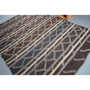 Alfombra de lana étnica marrón de 6,7x9,8 pies, diseño de retazos turcos con respaldo de látex - Product Image 4