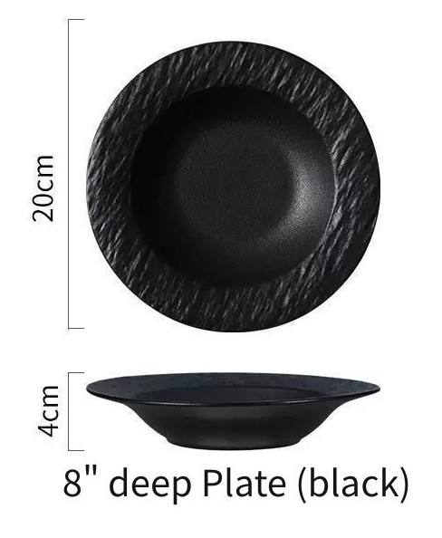 8" round deep Plate (Black)