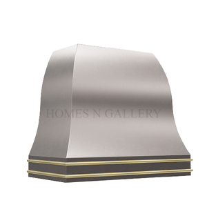 Campana extractora de acero inoxidable personalizada, hecha a mano, con acabado antiguo, montada en la pared, con remaches y tiras para isla de cocina. - Product Image 5