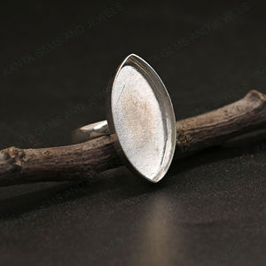 Auténtica Plata de Ley 925 forma de marquesa 24x12mm Ajuste de piedras preciosas en blanco bisel anillo cenizas resina recuerdo joyería para mujer - Product Image 6