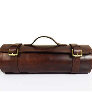 Sac à couteaux vintage en cuir véritable robuste pour couteaux de chef professionnels, sac de rangement multi-outils de voyage. LKR-0221 - Product Image 1