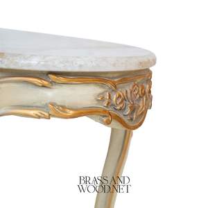 Mesa de Centro Clásica de Lujo con Tapa de Mármol Blanco, Patas Talladas en Oro Ornamentadas, Acabado de Diseño Europeo Elegante - Product Image 5