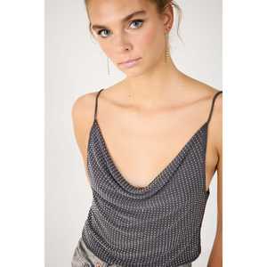 Top Casual de Mujer con Bordado de Piedras, Cuello Tipo Capucha, Tejido de Viscosa, Moda de Verano, Corte Holgado, Media Manga, Logotipo Frontal, para Oficina - Product Image 2