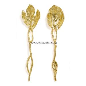 Poignée de conception de feuille d'aluminium or poli Décoration de table en laiton pur Serveur de gâteau et couteau pour accessoires de cuisine - Product Image 5