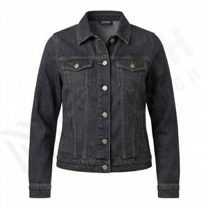 Veste en jean vintage à manches longues décontractée pour femme, en coton respirant, col rabattu, style tendance, streetwear - Product Image 1