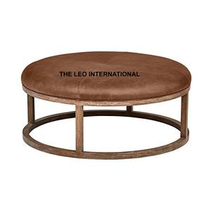 Mesa de Centro Otomana, Elegante Forma Redonda para Sala de Estar y Oficina, Material de Acero Inoxidable, Decoración para el Hogar - Product Image 3