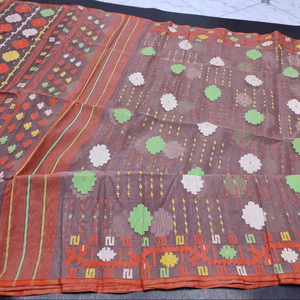 Qualité Export Exclusive Deshi Dhakai Jamdani Sharee pour Femme JAMDANI TISSU Bleu ROUGE VERT Doré Bleu Ciel du Bangladesh - Product Image 1