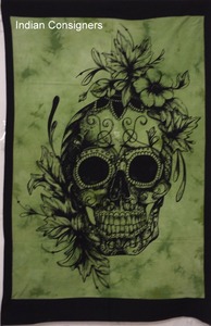 ผ้าแขวนผนังโปสเตอร์ขนาดเล็กดอกไม้ทำมือของตกแต่งบ้านที่สวยงามแขวนบนโต๊ะผ้าคอตตอนสีเขียวด้วยของอินเดีย - Product Image 6