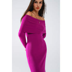 Vestido Midi de Punto Folover Badot en Magenta, Talla XS, Material Viscosa, Elegante y Moderno para Oficina, Fiestas, Uso Diario, Lavable - Product Image 1