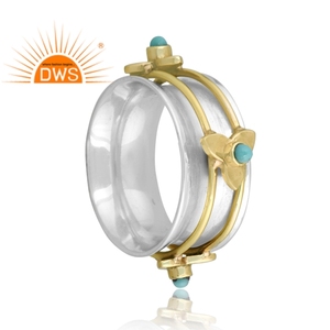Best Selling Fine Sterling <b>Silver</b> Natural Arizona Turquoise Gemstone Stackable Band <b>Ring</b> Custom Jewelry Manufacturer - Product Image 3