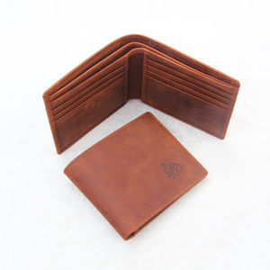 กระเป๋าสตางค์หนังแท้ดีไซน์ทันสมัยสุดฮิต หนังลาย Crazy Horse สีน้ำตาล แบบใบหลวม ใส่บัตรได้หลายใบ มีซิป ทนทาน เหมาะสำหรับผู้ชายใช้ในชีวิตประจำวัน - Product Image 5