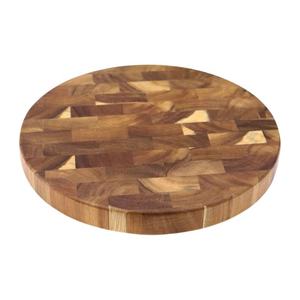 Planche à découper ronde en bois d'acacia à grain traversant, planche de boucher en bois pour couper la viande, planche à hacher en bois, planche de service - Product Image 1
