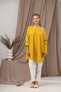 Túnica de lino de manga larga informal para mujer de gran tamaño de Europa y los Estados Unidos al mejor precio - Product Image 4