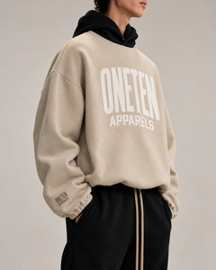 เสื้อฮู้ดโอเวอร์ไซส์ผู้ชาย ONETEN APPARELS ทรงปกติ ผ้าฝ้ายเฟรนช์เทอร์รี่ สไตล์ลำลอง พิมพ์ลายตัวอักษร โลโก้ด้านหน้า เหมาะสำหรับใส่ในฤดูใบไม้ร่วง - Product Image 2