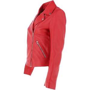 Chaqueta de cuero de otoño e invierno personalizada para mujer, diseño de cuello vuelto sólido con mangas completas y forro de satén transpirable - Product Image 4