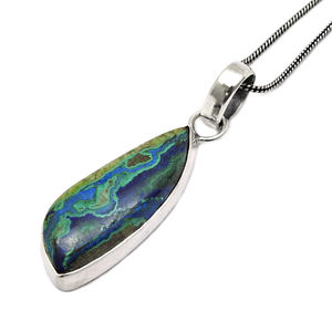 Ensemble de lunette en azurite malachite naturelle fabriquée à la main à la mode personnalisée, collier avec pendentif en pierre précieuse et délicate pour elle vente en gros - Product Image 1
