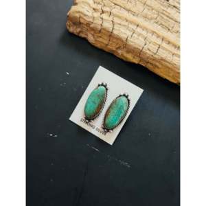 Elouise Kee Royston Turquoise & Sterling Silver Stud <b>Earrings</b> Bezel Setting <b>Post</b> <b>Earring</b> - Product Image 3
