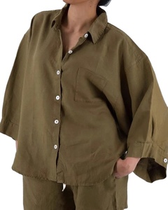 Conjunto de 2 piezas de verano informal de gran tamaño para mujer 2025 100%, conjuntos transpirables de algodón para mujer, camisa corta con estilo de alta calidad - Product Image 1