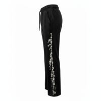 Pantalon évasé en velours épais pour femme, avec strass personnalisés, imprimé pailleté effet goutte latérale, respirant, taille haute, style streetwear