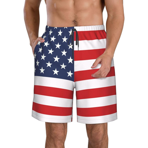 Logotipo personalizado High Street Style Swim Trunks Secado rápido Protección UV Bandera americana Pantalones cortos de playa Comodidad impresa con sublimación - Product Image 4