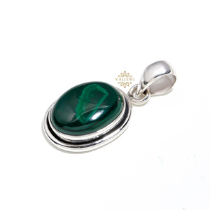 Collar con Colgante de Plata de Ley 925 con Piedra Preciosa Natural de Malaquita para Mujer, Joyería de Plata Maciza para Mujer, Joyería de Novia para Boda, OEM - Product Image 4