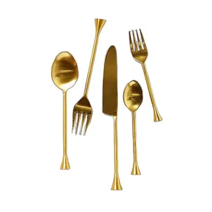 Top Quality Premium Sell Cutlery Five Pieces Small And Large Spoon Metal Luxurious Flatware sets For Hotel Dinnerware Decoration