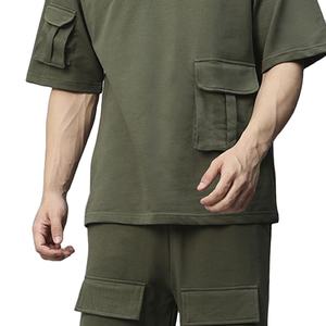 Conjunto de Pantalones Cortos de Alta Calidad para Hombre, Diseño Personalizado de Verano, Pantalones Cortos con Bolsillos Tipo Cargo, Conjunto de Dos Piezas de Algodón, Última Tendencia a Precio de Mayoreo - Product Image 2