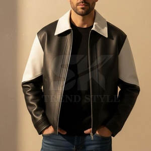 Chaqueta Elegante de Cuero para Hombre, Diseño de Dos Tonos, Chaqueta de Cuero Suave, Estilo Urbano, Chaqueta de Cuero para Hombre - Product Image 4