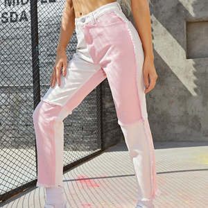 Diseño personalizado de las mujeres Pantalones al por mayor de la mujer Straight Skinny Denim Jeans Tela para las mujeres - Product Image 5