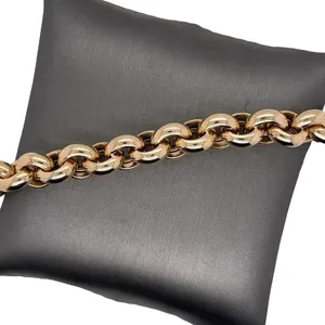 Pulsera de oro amarillo sólido de 14K Unisex, uso diario, pequeño enlace Rolo, estilo de primavera, chapado en oro de moda, carcasa de acero inoxidable principal - Product Image 6