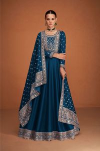 Soie lourde de qualité supérieure de qualité d'exportation indienne avec la fabrication de costume Salwar de travail de séquence de broderie de l'Inde - Product Image 5