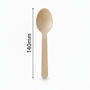 Cuillères en bois écologiques de 140 mm, biodégradables, en bois de bouleau, couverts jetables durables pour les restaurants - Product Image 2