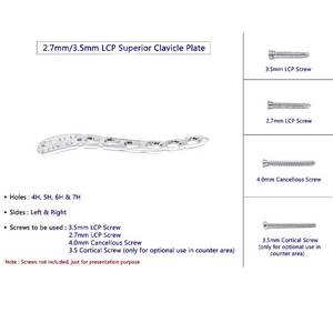 Clavícula Veterinaria Superior para Placa de 2, 7, 3 y 5 mm, Juego de 8 Piezas, Implante Ortopédico de Acero Inoxidable, Grado Quirúrgico Manual, Autoclavable - Product Image 2