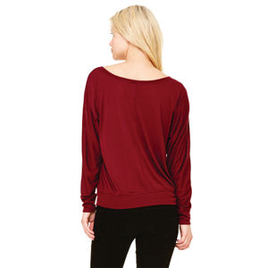 Camiseta de manga larga con hombros descubiertos para mujer, camisa holgada y drapeada con puños Rib 65% poliéster 35% de algodón, 32, 3,7 oz, marrón - Product Image 3