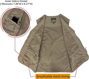Gilet de chasse d'été pour homme, camouflage, multi-poches, pêche en plein air, maille respirante, personnalisable, sans manches, avec motif imprimé - Product Image 3