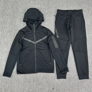 Survêtement d'hiver unisexe en molleton technique de haute qualité avec logo personnalisé, à capuche et cordon de serrage, 2 pièces, streetwear, polyester/coton - Product Image 6