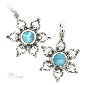 Colgantes y dijes finos Colgante de flor Larimar - Product Image 2