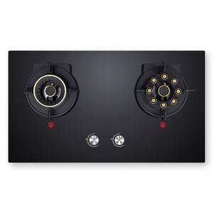 Table de cuisson à gaz encastrable double brûleur, flamme puissante, surface en verre, classe d'efficacité énergétique, gaz naturel domestique disponible - Product Image 1