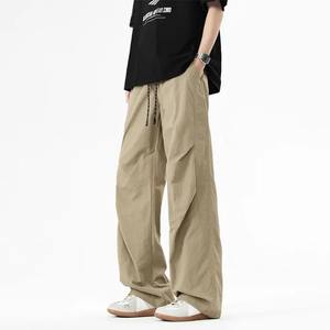 Pantalon de survêtement en toile épaisse respirante écologique 100% coton blanc gris pour hommes Automne Hiver Ample Style Hip-hop américain - Product Image 3