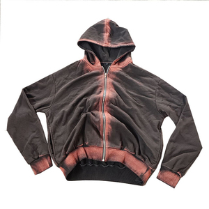 Unisex Custom <b>Oversized</b> Acid Wash Distressed Tracksuit Winter Zip Hoodies <b>Jogger</b> Set with Sweat Suit for Men Stylish Wholesale - Product Image 2