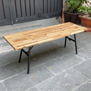 ARGON 25mm Thick Acacia <b>Wood</b> Folding <b>Bench</b> Solid Garden and Park <b>Bench</b> with Modern Industrial Design-GBD010 - Product Image 2